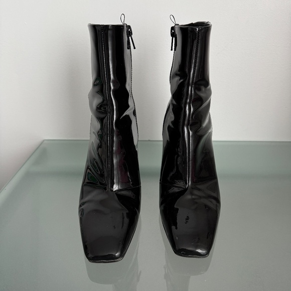 H&M - Black Faux Patent Leather Ankle Boots - Picture 3 of 11